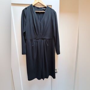 Brooks Brothers Black Long-Sleeve V-Neck Dress